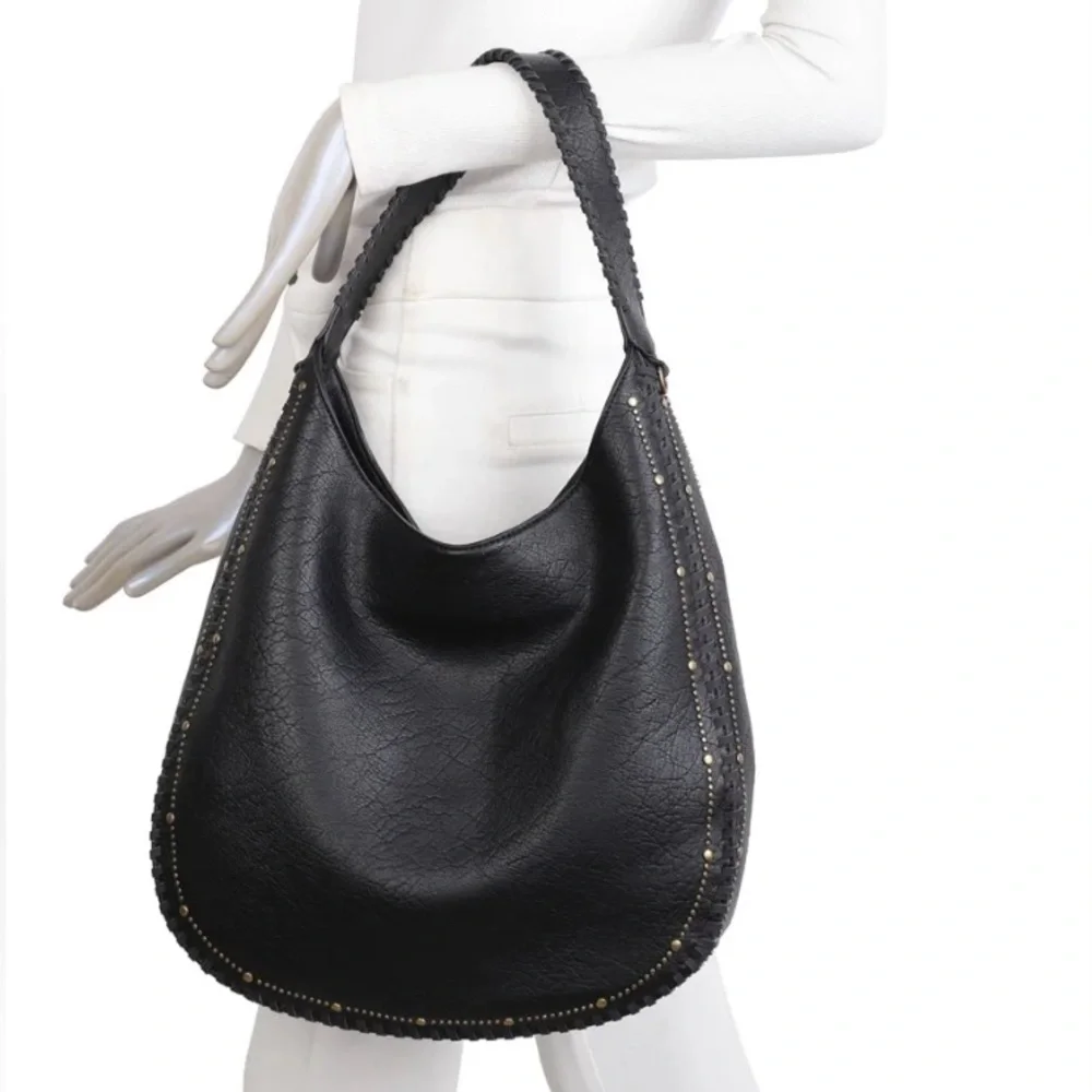 Elegant Black Hobo Bag with Dust Bag